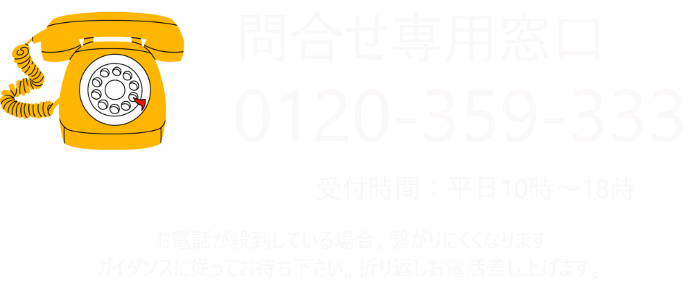 問合せ専用窓口0120-359-333　受付時間：平日10時～18時